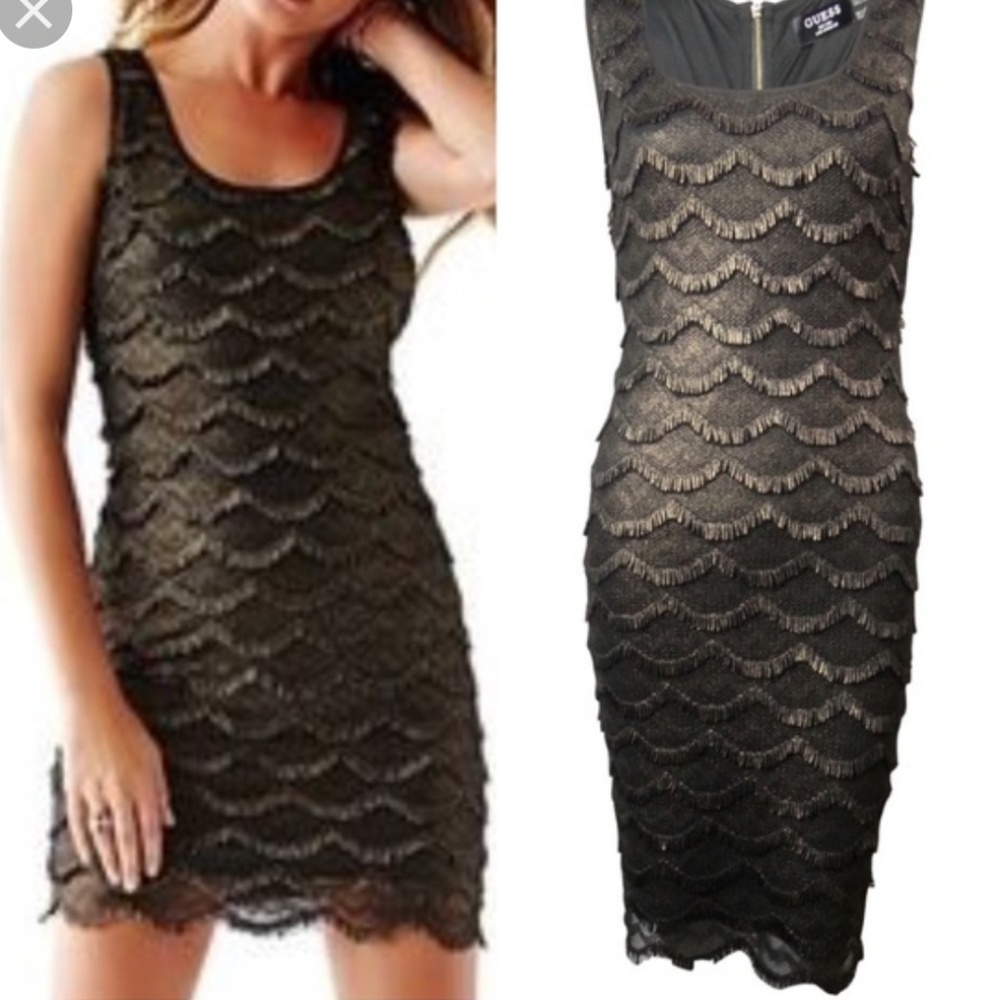 Guess Black Fringe Dress